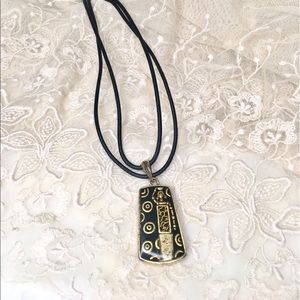 Chicos leather Strap Gold Statement Necklace